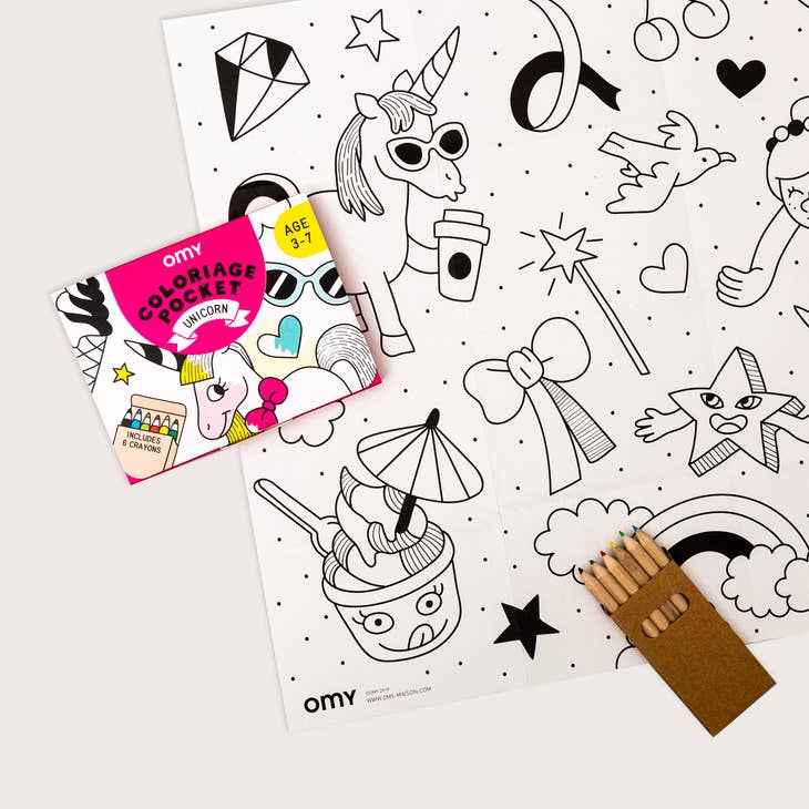OMY Pocket Unicorn Coloring Poster