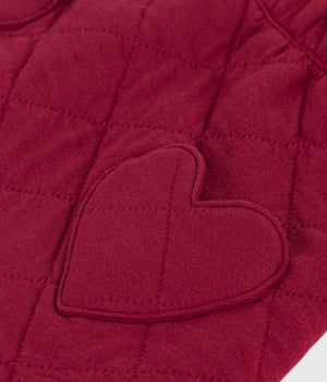 Petit Bateau Quilted Skirt with Hearts in Burgundy