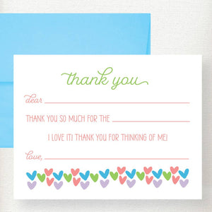 Kramer Drive Kids Hearts Fill in Thank You Note Card