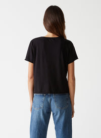 Michael Stars Jackie Raw Edge Crew Tee in Black