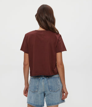 Michael Stars Jackie Raw Edge Crew Tee in Espresso