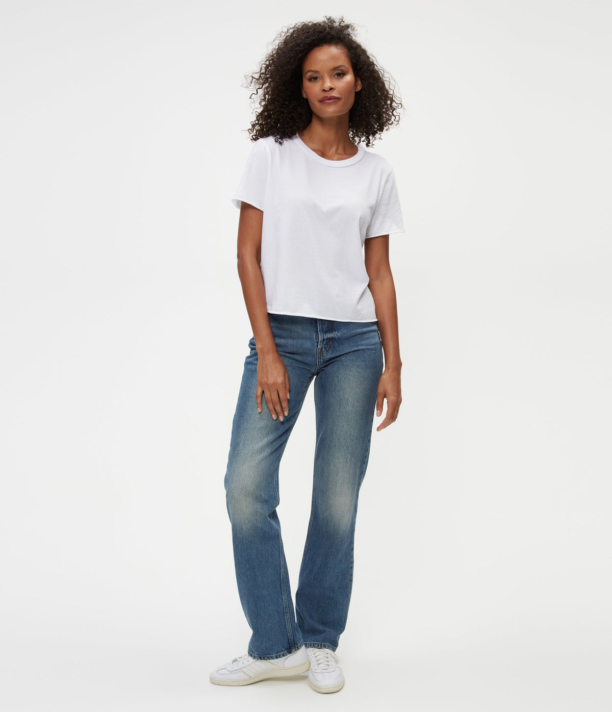 Michael Stars Jackie Raw Edge Crew Tee in White