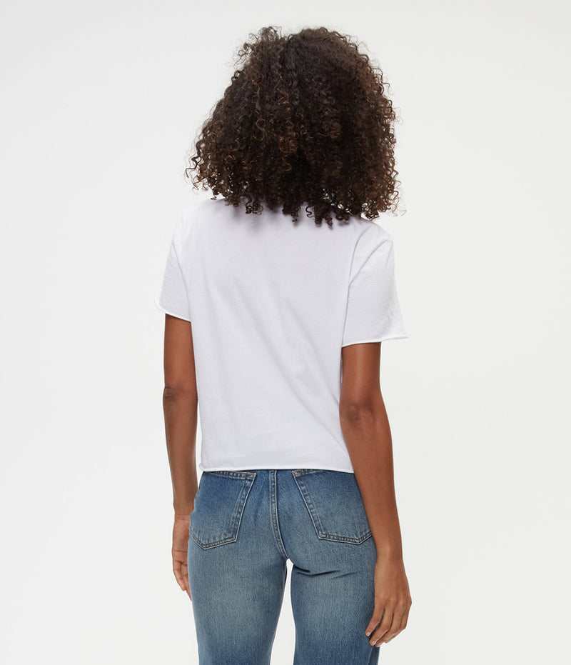 Michael Stars Jackie Raw Edge Crew Tee in White