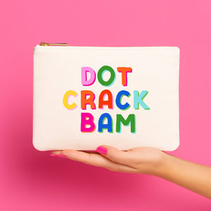 Aspen Lane Dot Crack Bam Mahjong Canvas Pouch in Ivory