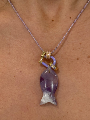 Forever Blythe Gemstone Single Fish Pendant Necklace - Assorted