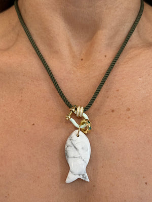 Forever Blythe Gemstone Single Fish Pendant Necklace - Assorted