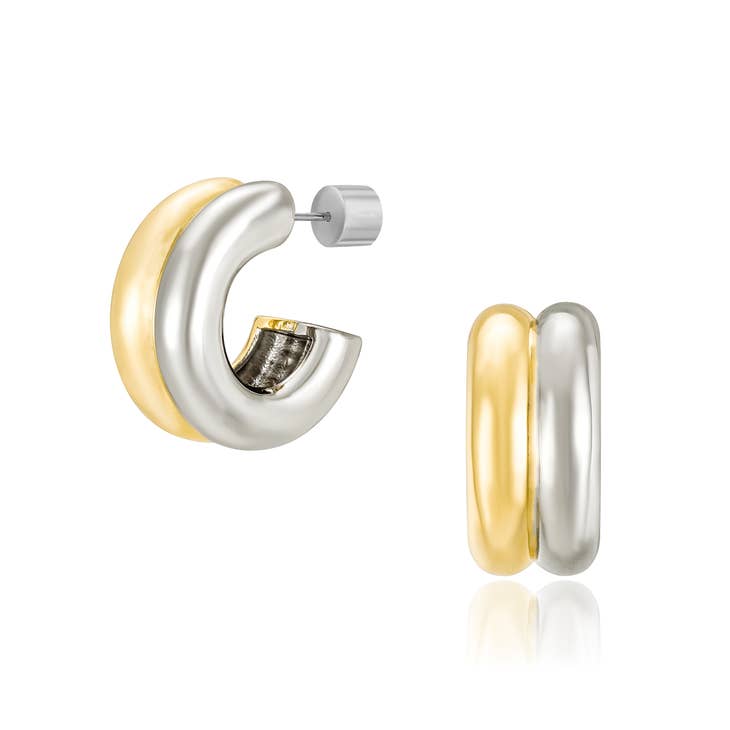 Mod + Jo Nolan Two Toned Hoops in Gold/Silver