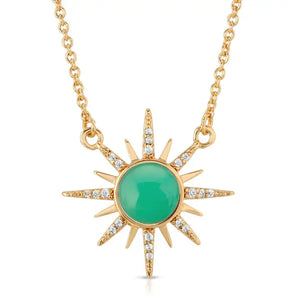 Elizabeth Stone Gemstone Starburst Pendant in Chryopase