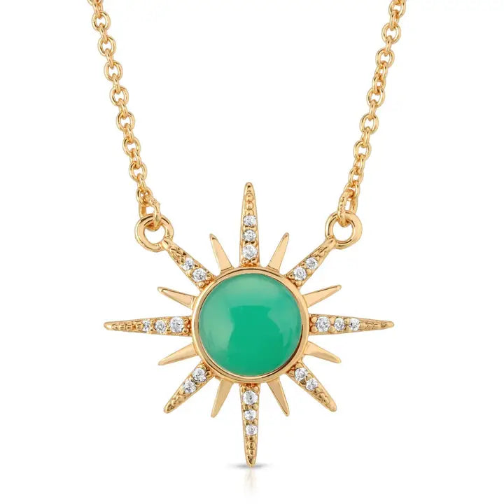 Elizabeth Stone Gemstone Starburst Pendant in Chryopase