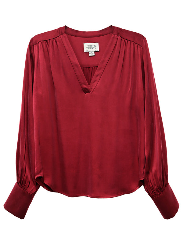 Fifteen Twenty Trista V Neck Blouse in Brick