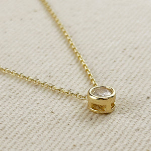 GoldFi 18k Gold Filled Solitaire CZ Necklace