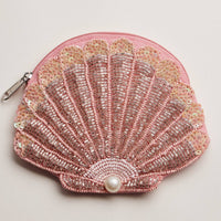 Frem Seashell Beaded Coin Purse with Pearl Accent - Multiple Colors!