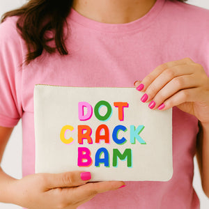 Aspen Lane Dot Crack Bam Mahjong Canvas Pouch in Ivory