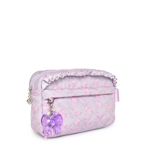 OMG Accessories Quilted Floral Printed Pouch with Charm