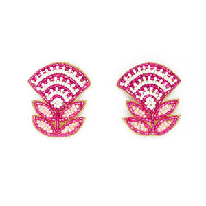 Beth Ladd Collections - Block Print Flower Earrings in Fuchsia