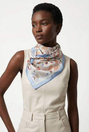 Jessie Zhao New York Baroque Blossom Double Sided Silk Scarf