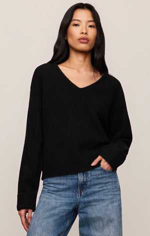 Z Supply Cerro V-Neck Sweater in Black