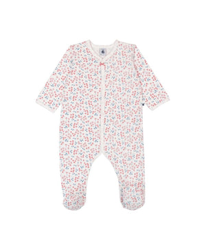 Petit Bateau Velour Snap Front Footie in Floral