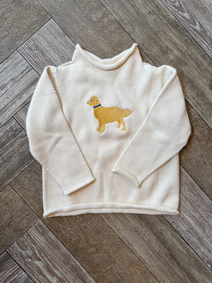 A Soft Idea Golden Retriever Roll Neck Sweater in Natural