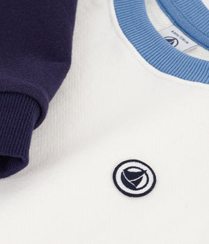Petit Bateau Colorblock Sweatshirt in White/Navy