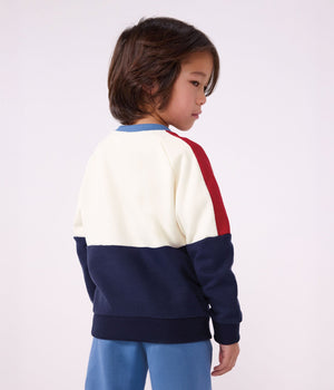 Petit Bateau Colorblock Sweatshirt in White/Navy
