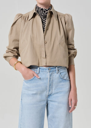 Citizens of Humanity Everly Shirred Crop Jacket in Catalina