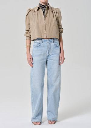 Citizens of Humanity Everly Shirred Crop Jacket in Catalina