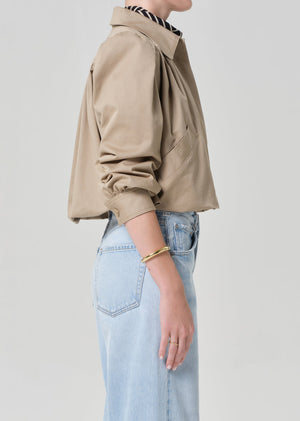 Citizens of Humanity Everly Shirred Crop Jacket in Catalina