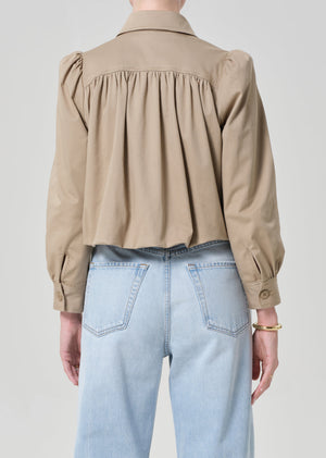 Citizens of Humanity Everly Shirred Crop Jacket in Catalina