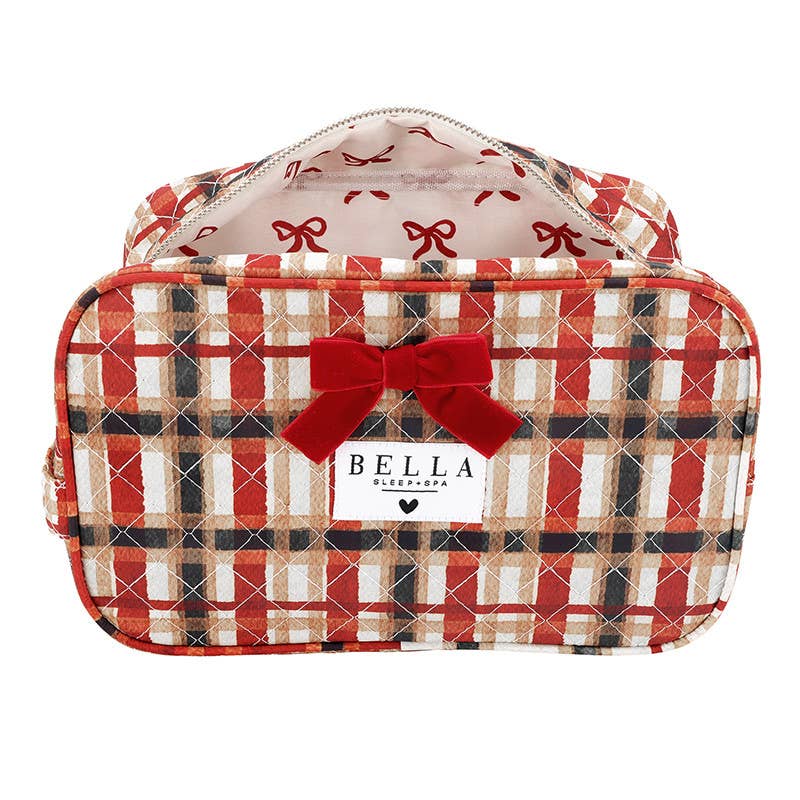 Bella Sleep Spa Quilted Cosmetic Bag in Plaid