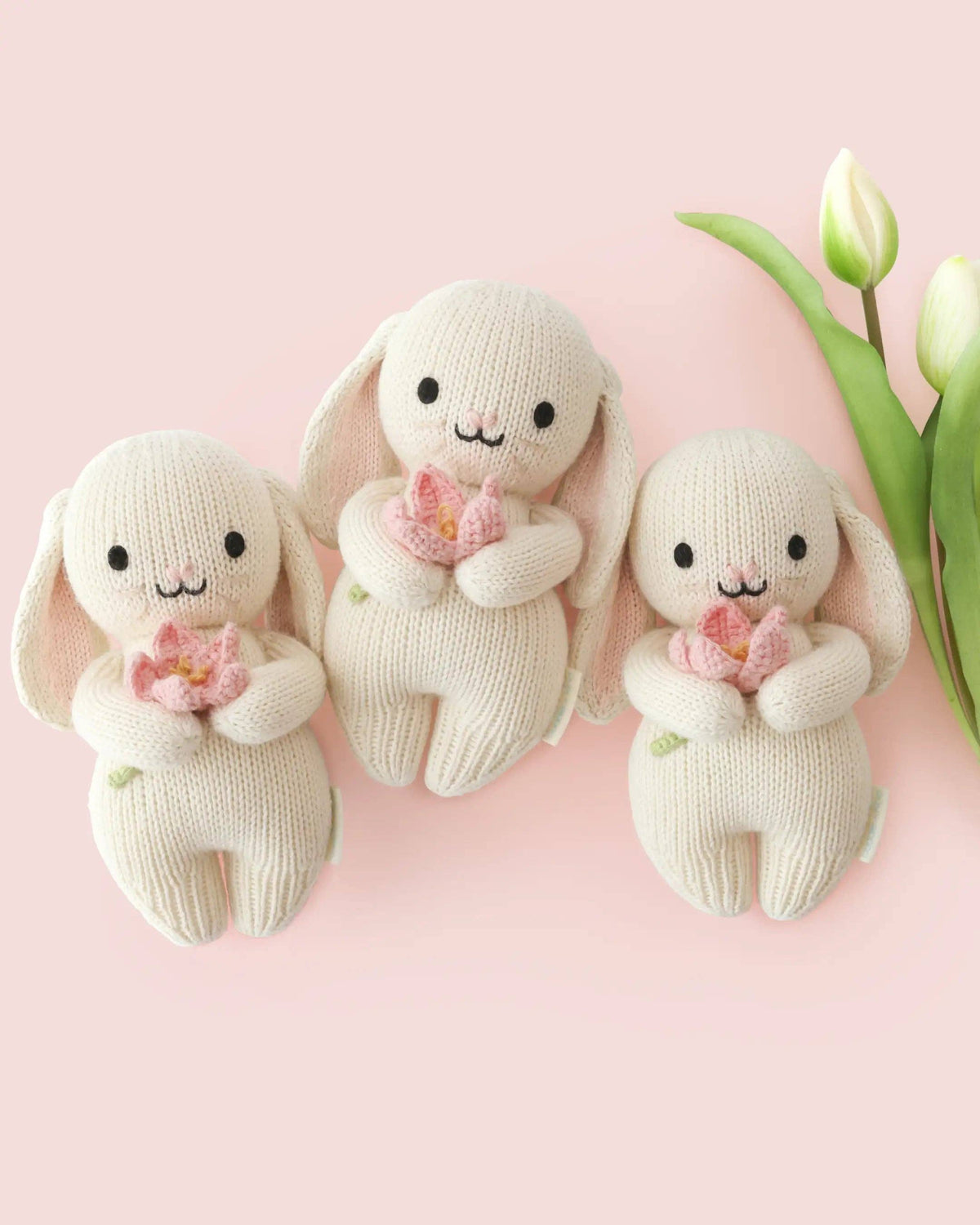 Cuddle + Kind Baby Bunny with Blooming Tulip