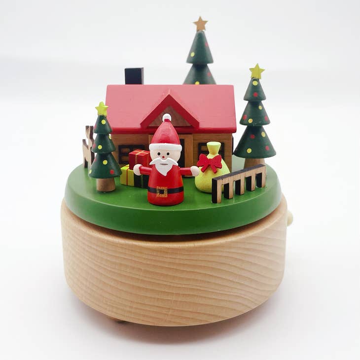 Timber Tinkers Wooden Santa's House Music Box