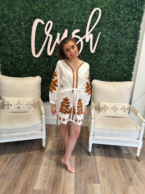Victoria Dunn Calliope Mini Dress in Ochre