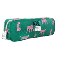 Bella Sleep Spa Quilted Hair Tool Bag in Green + Cheetahs
