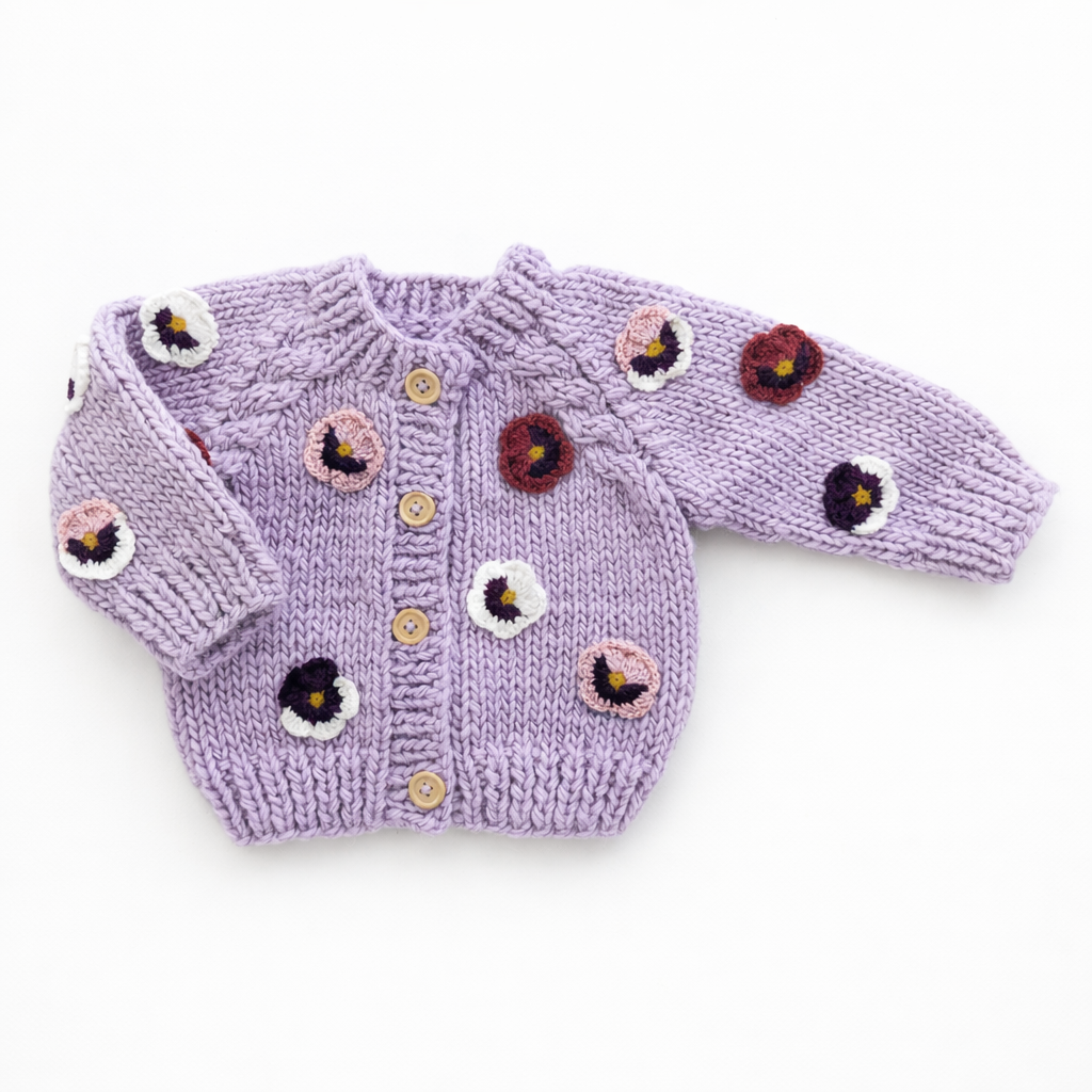 Huggalugs Pansy Cardigan in Lilac