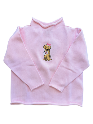 A Soft Idea Love Letter Retriever Roll Neck Sweater in Light Pink