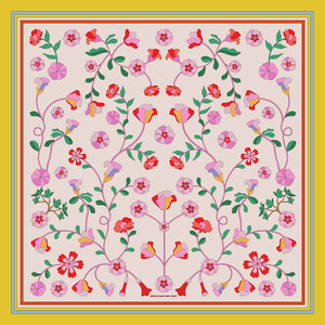 Jessie Zhao New York Double Sided Silk Scarf in Limoncello Jardin