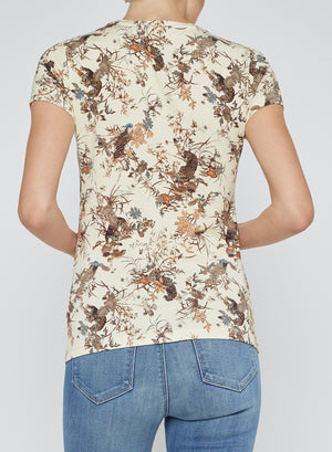 L'Agence Ressi Short Sleeve Crew Tee in Tapestry Jungle