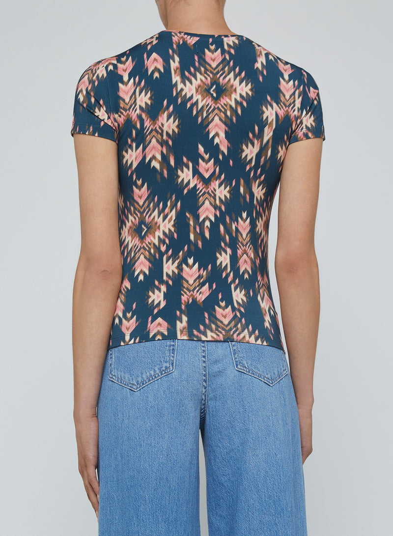 L'Agence Ressi Short Sleeve Crew Tee in Charcoal Ganado
