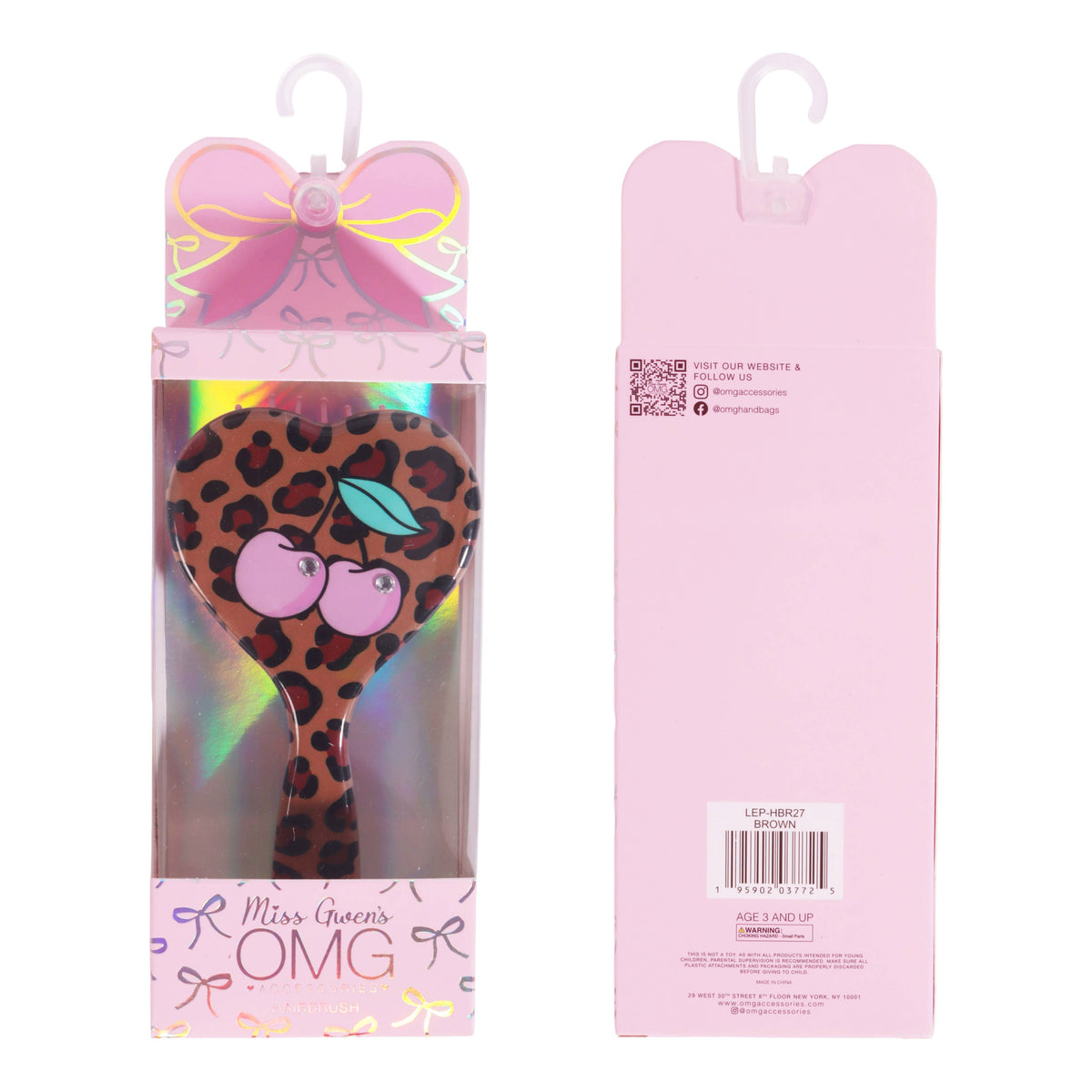 OMG Heart Shaped Hairbrush in Cherry Leopard