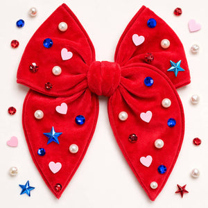 Cheeky Plum Patriotic Pearls Hair Bow-Multiple Colors
