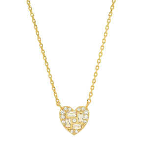 Tai Heart CZ Baguette Necklace