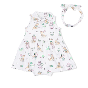 Angel Dear Polo Tennis Dress in Country Club Dogs Pink