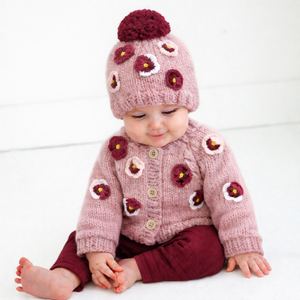 Huggalugs Pansy Rosy Beanie Hat for Baby & Kids