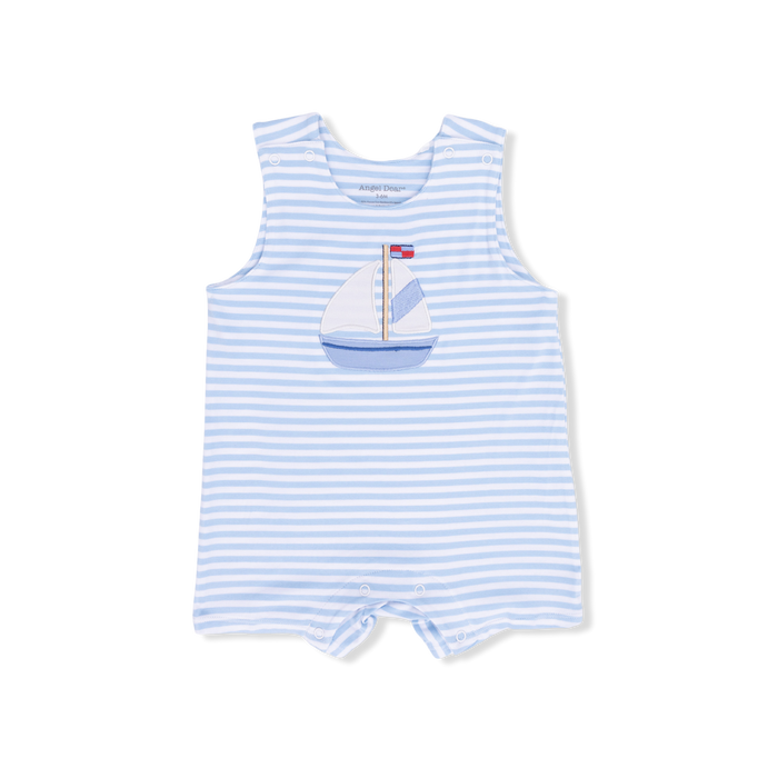 Angel Dear Romper in Bubbly Sailboat Stripe