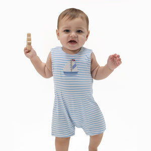 Angel Dear Romper in Bubbly Sailboat Stripe