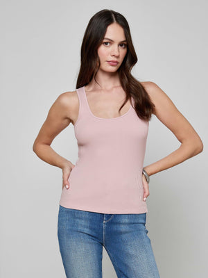 L'Agence Adira Scoop Neck Tank in Pale Rose