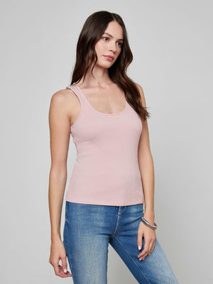L'Agence Adira Scoop Neck Tank in Pale Rose