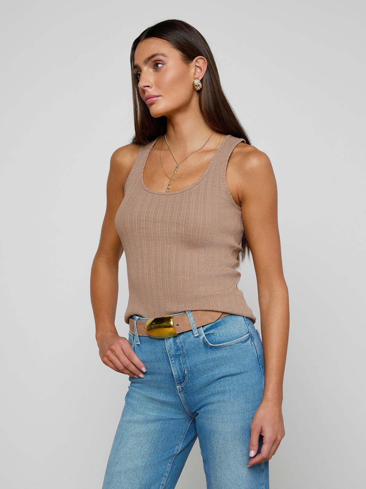 L'Agence Adira Scoop Neck Tank in Portabella