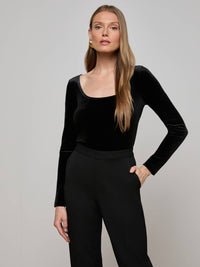 L'Agence Jelena Velvet Top in Noir